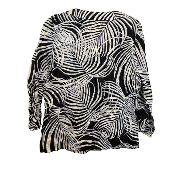 Josephine Indigo Girl Womens Top Size 6 Black/White Leaf Print 3/4 Sleeves Cotto - Picture 5 of 6